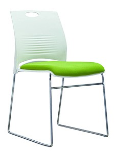 PM9526 - Stackable PP Chair with chromed frame and upholstered seat
