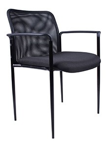 B6909: Stackable Mesh Back Fabric Seat Guest Chair, Black