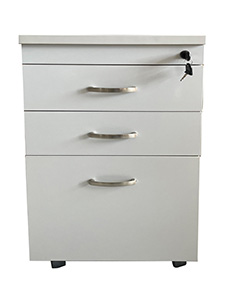 GZPL08GY: Three Drawer Filing Cabinet With Feet or Wheels Good