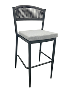 Mathew Stool: With ergonomic back and charcoal rope seat