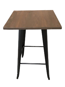 PM1425TWBK: Metal Table with Wooden Square Top