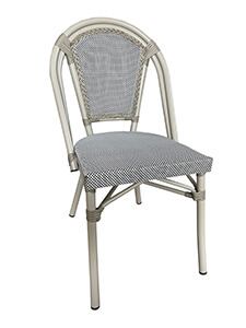 PM17005GY: French Bistro Chair, Curvy Back Wicker/Bamboo