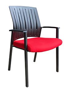 PM9527: Guest Chair with Polypropylene Back and Red Seat